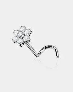 Flower Threadless Titanium Nose Stud
