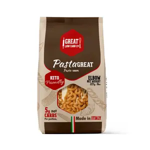 Great Low Carb Co. Elbows 8oz PastaShape Keto Friendly High Fiber Protein Rich 5g Net Carbs Per Portion Made in Italy