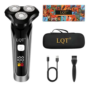 LQT original professional electric shaver,clipper USB rechargeable lithium battery, 3D blade head with digital display of battery level. Give it as a gift box to your boyfriend or fathe (Black/Green)