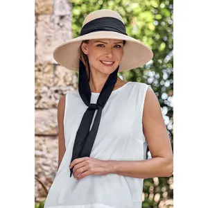 Women's Stella Fashion Hat with Scarves | Natural/Black/White