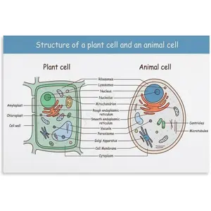 Animal And Plant Cell Structure Biology Education Poster(1) Canvas for Bedroom Living Room Decor 30x20inch(75x50cm) Unframe-style