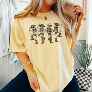 Cowboy Skeleton Dance T-Shirt — Country Western Halloween Graphic Tee