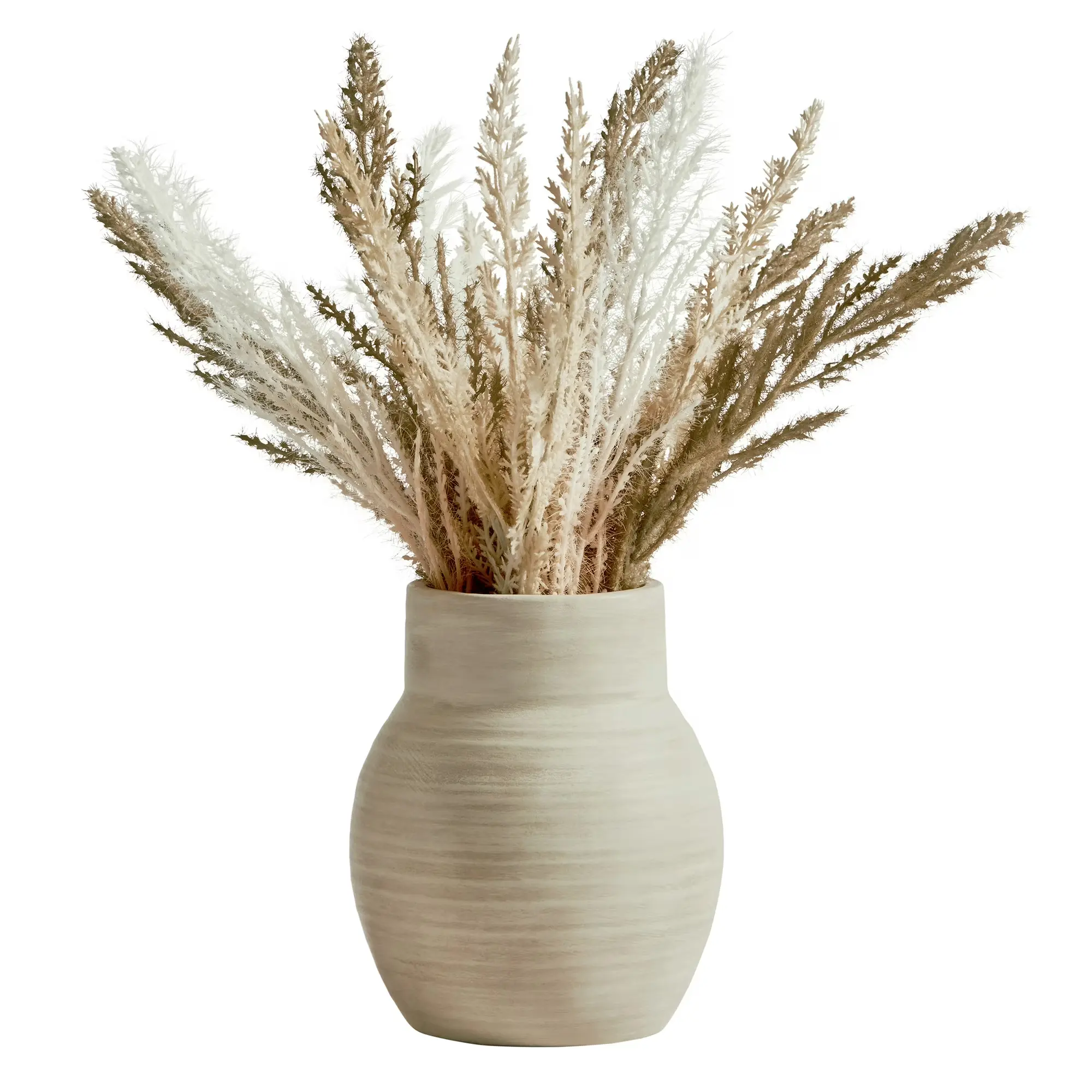 Minimalist Mixed Artificial Pampas Grass Decorative Plant in Cement Vase, Faux Arrangement for Farmhouse Entryway Table Shelf Home Decor