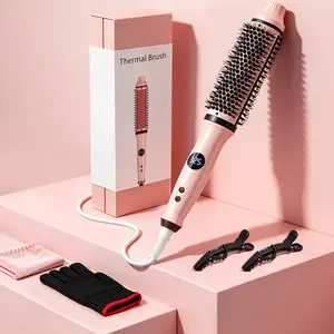 Infrared Thermal Brush, 1.7" Heated Round Brush with Negative Ions, 5-Temp Hair Styler, Dual Voltage Travel Hot Brush, Less Heat Damage, Anti Frizz Smoothing & Shine, Beginner Friendly, All Hair Types hairstyler beautiful gift