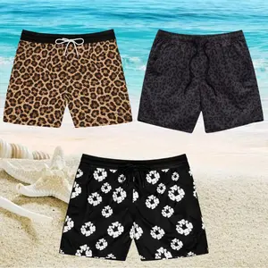 3 Different Styles Leopard, Cotton Wreath Hawaiian Short, Swim Trunks, Underwear Beach Short, Casual Menswear