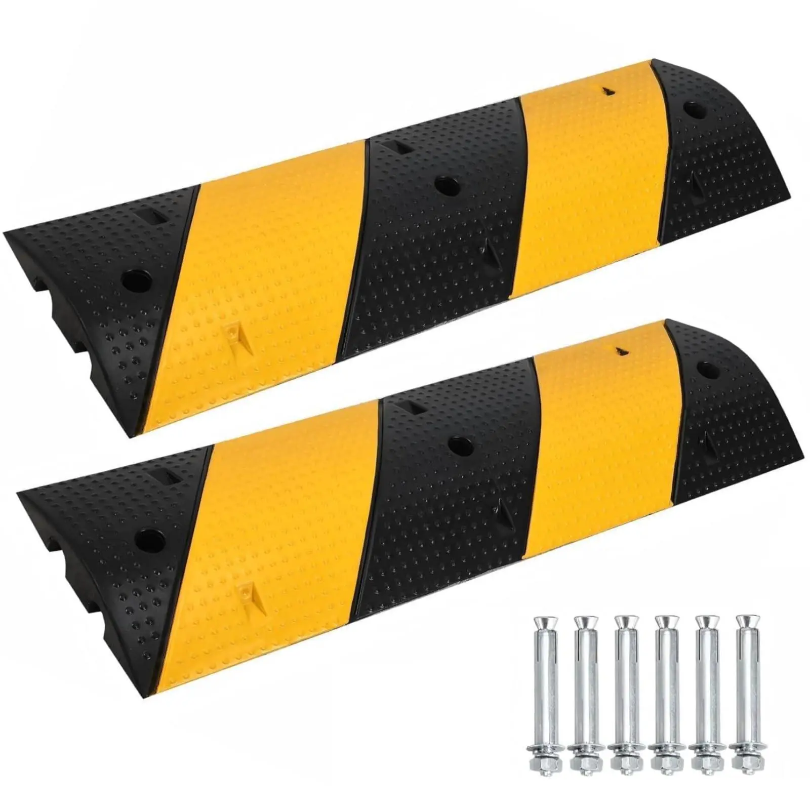 GARVEE 3.3 Ft Rubber Speed Bump 2 Pack, Heavy Duty Speed Bumps for Road 25000 Lbs Capacity, 39.6 Inch Speed Bump Cable Ramp Protective Cover with 2 Channel for Driveway Asphalt Concrete Gravel Road