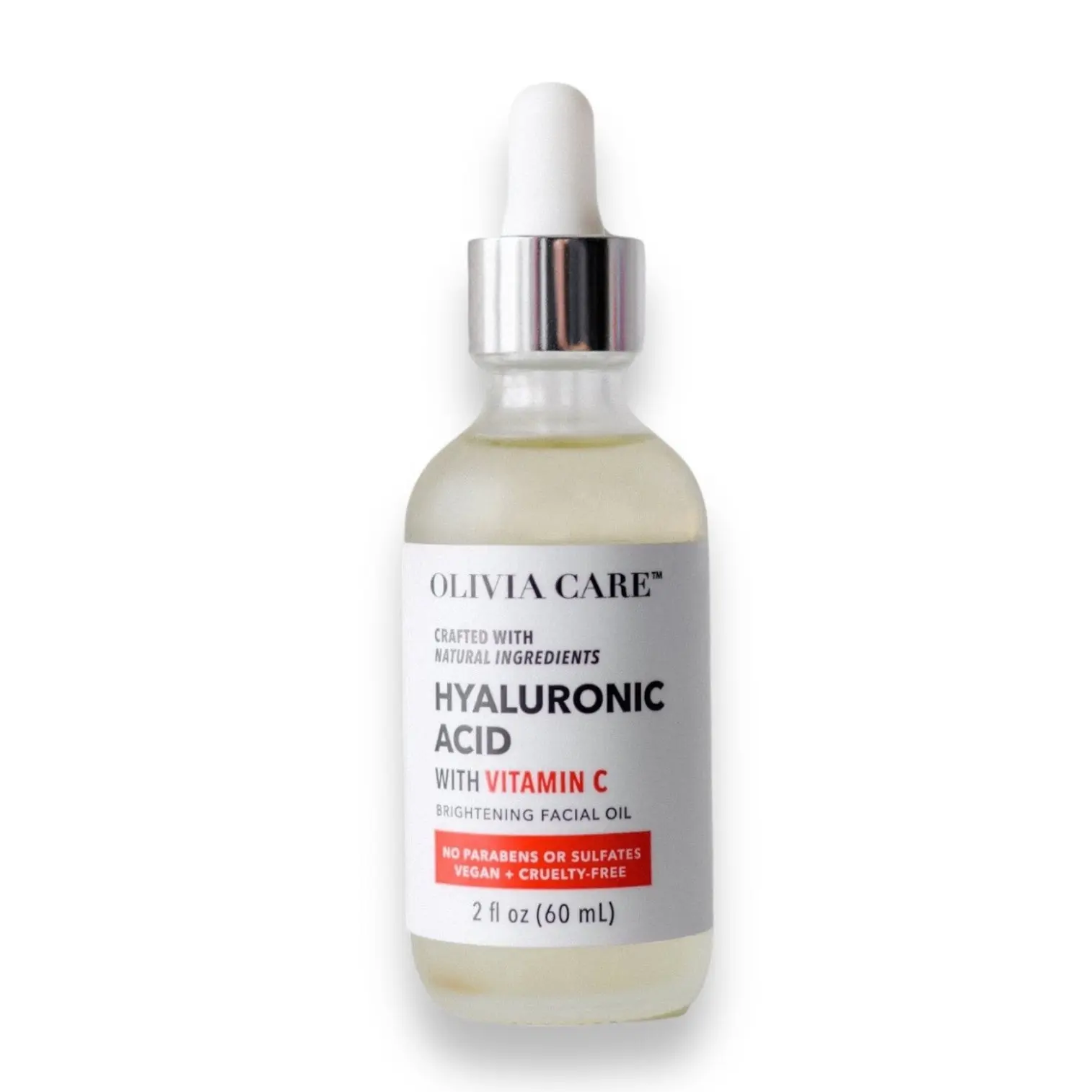 Olivia Care Hyaluronic Acid + Vitamin C Everyday Facial Oil Lightweight Serums 2 fl oz 60 mL Refreshing & Hydrating Formula