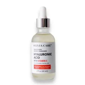 Olivia Care Hyaluronic Acid + Vitamin C Everyday Facial Oil Lightweight Serums 2 fl oz 60 mL Refreshing & Hydrating Formula