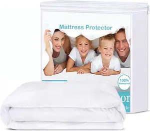Mattress Protector  Size, Fitted Style with Stretchable Upto 15 Inch Deep Pockets, Ultra Soft Breathable, Noiseless, Cotton Mattress Cover for Bed, White