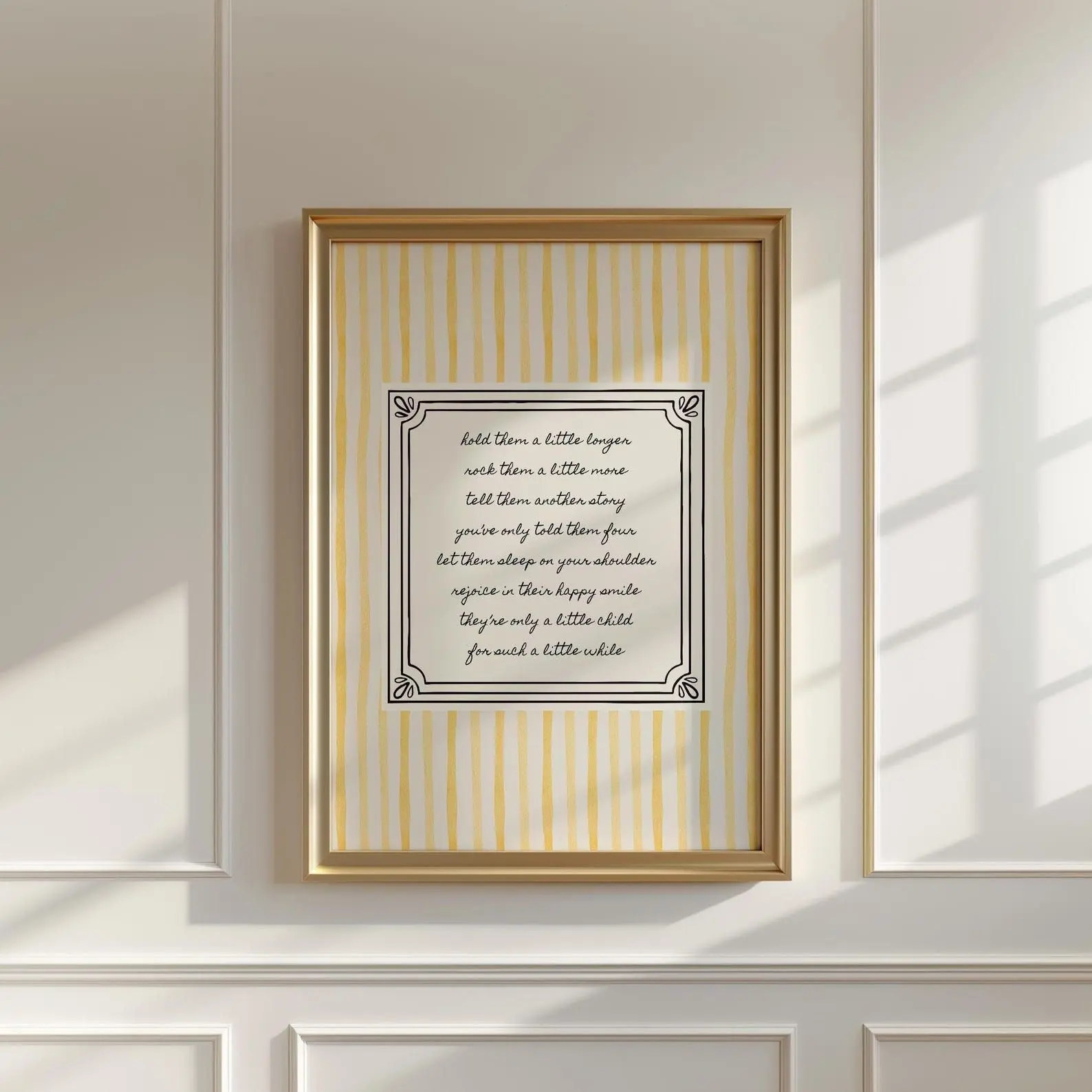 Hold Them A Little Longer Children's Poem Wall Art, Sentimental Gift for New Mom, Gender Neutral Nursery Poster [Unframed - Only Print]