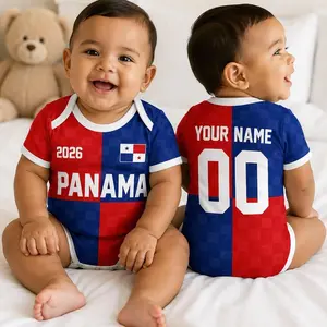 Personalized Panama Baby Bodysuit, Custom Name Number Infant Soccer Outfit, Panama Baby Jersey PJK