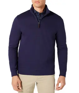 Tasso Elba Men's Navy Birdseye Quarter Zip Sweater