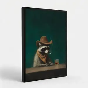 Smoking Raccoon Cowboy Wall Art, Vintage Funny Animal Home Decor,This poster is an outstanding work that combines humor and style. You might as well hang it in the living room, the bar, or any place where you want to add a unique touch.