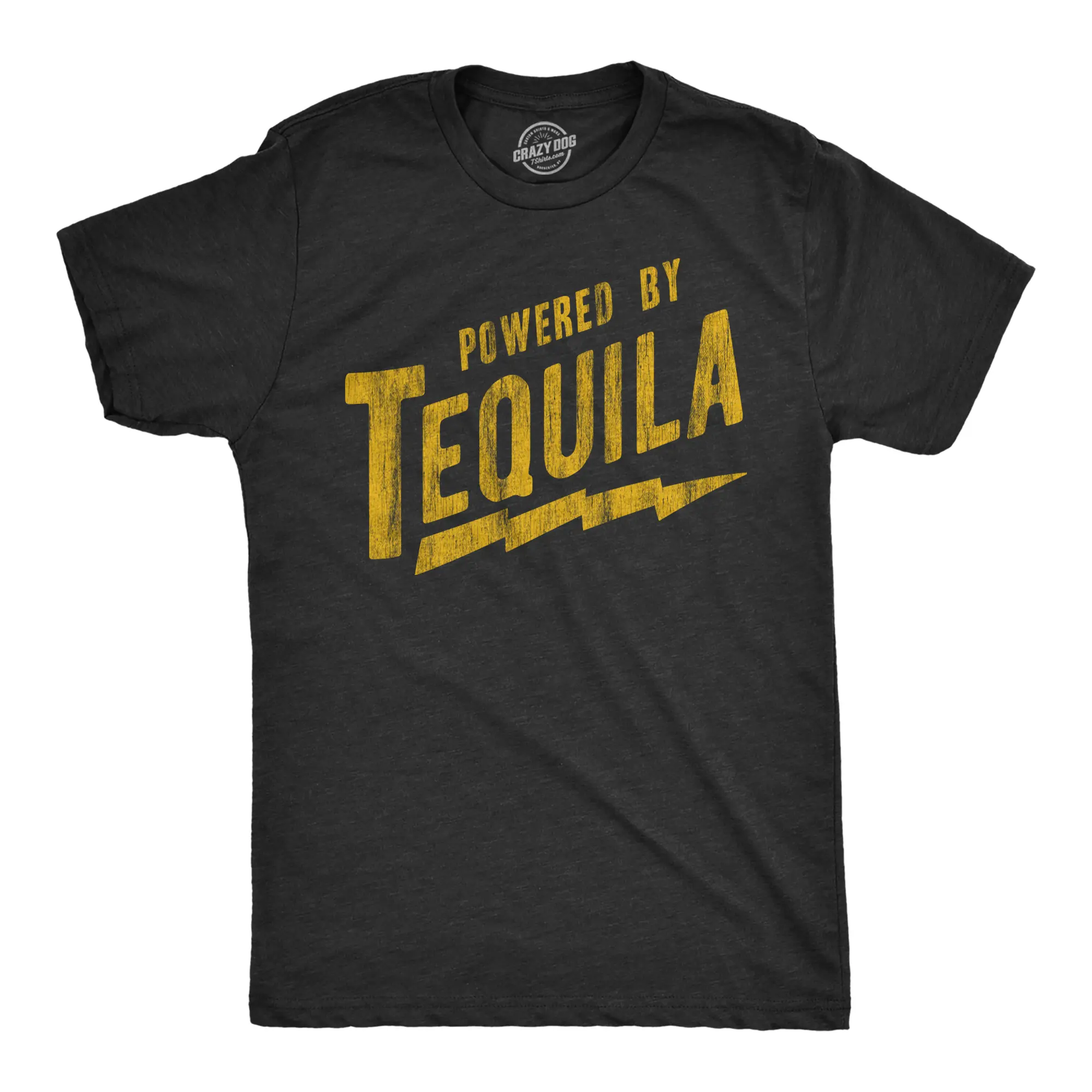 Mens Powered By Tequila T Shirt Funny Liquor Lovers Drinking Tee for Guys Mens Funny T Shirts Cool Vintage Fashion T-Shirt Gift Classic Menswear Liquor Apparel for Men Funny Drinking Short Sleeve Novelty Tees Black -