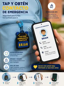 Custom 3D Printed NFC Emergency Contact Backpack Tag - Durable 3D Printed Design Luggage & Bag Accessory Charm for Parents, Camps, Easy Tap-to-Access Contact Info