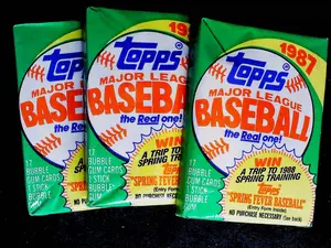 3 Unopened 1987 Topps Baseball Card Wax Packs