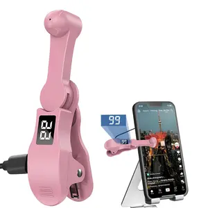 Auto Clicker for Smart Phone 2025 New Phone ScreenTapper for Phone Apps Video Live Streaming Gadget FastClick Simulation Finger Continuous Click for LiveBroadcasts Likes Games Shopping Reward Tasks Automatic Selfie Android Handle Black tripod Smartphone