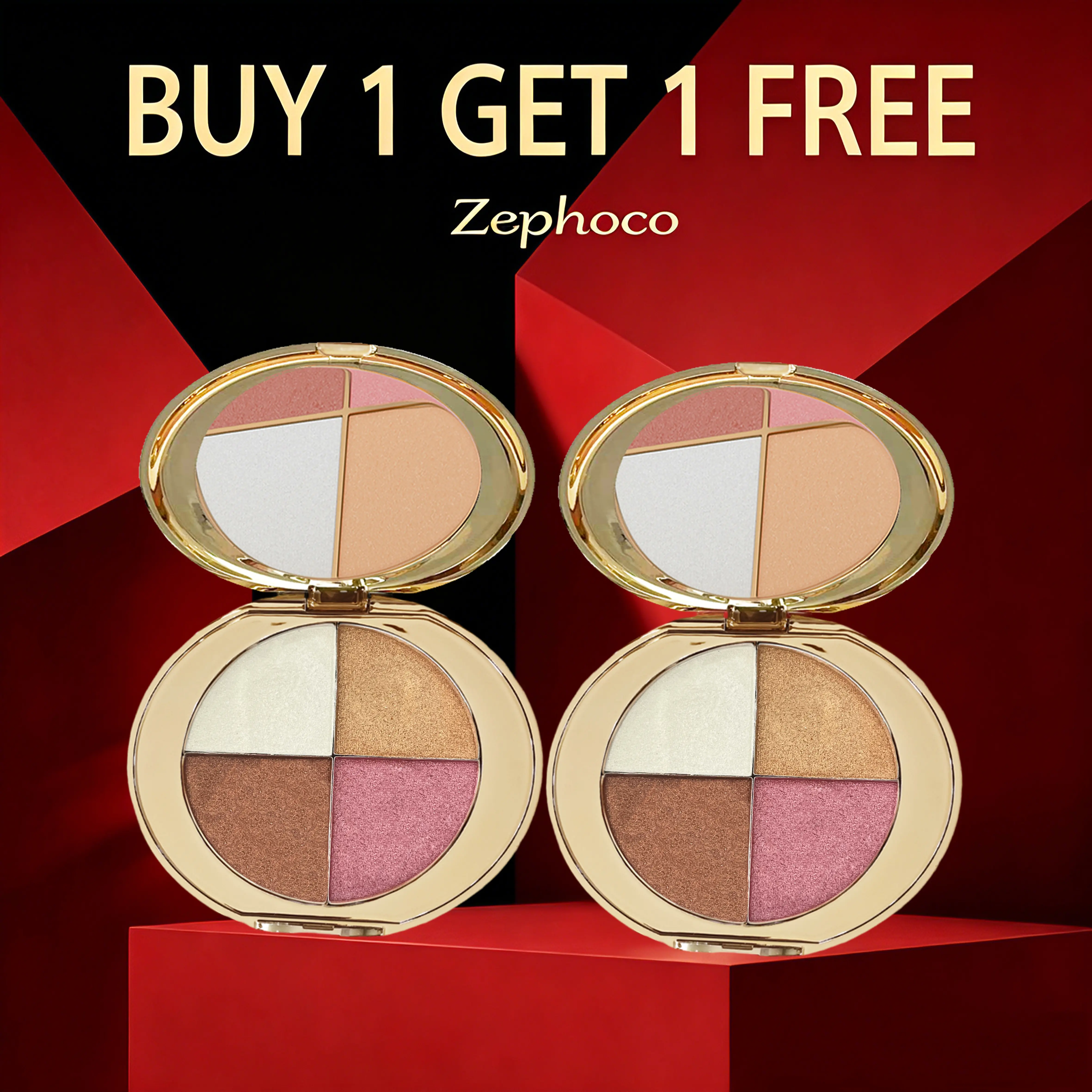 Buy 1 Get 1 Free cheek palette - eyeshadow and highlighter makeup Shimmer bedazzled beauty face time