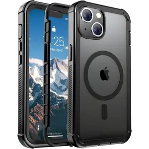 for iPhone 13 case, with [Compatible with MagSafe][Military Grade Drop Protection][Heavy Duty Protection][Non-Slip][Shockproof] with 2-Layer Durable Bumper Phone Case 6.1''-Black