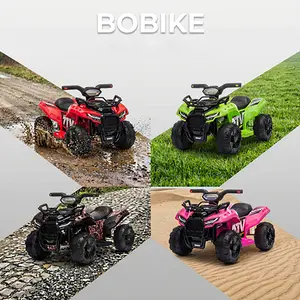 Bobike Kids Ride on ATV 6V Battery Powered Electric Vehicle 4 Wheeler Quad with Headlights MP3 USB Volume Control Large Seat Electric Ride on Toys Best Gifts for 18-36 Months Boys & Girls Trike - Motorcycle