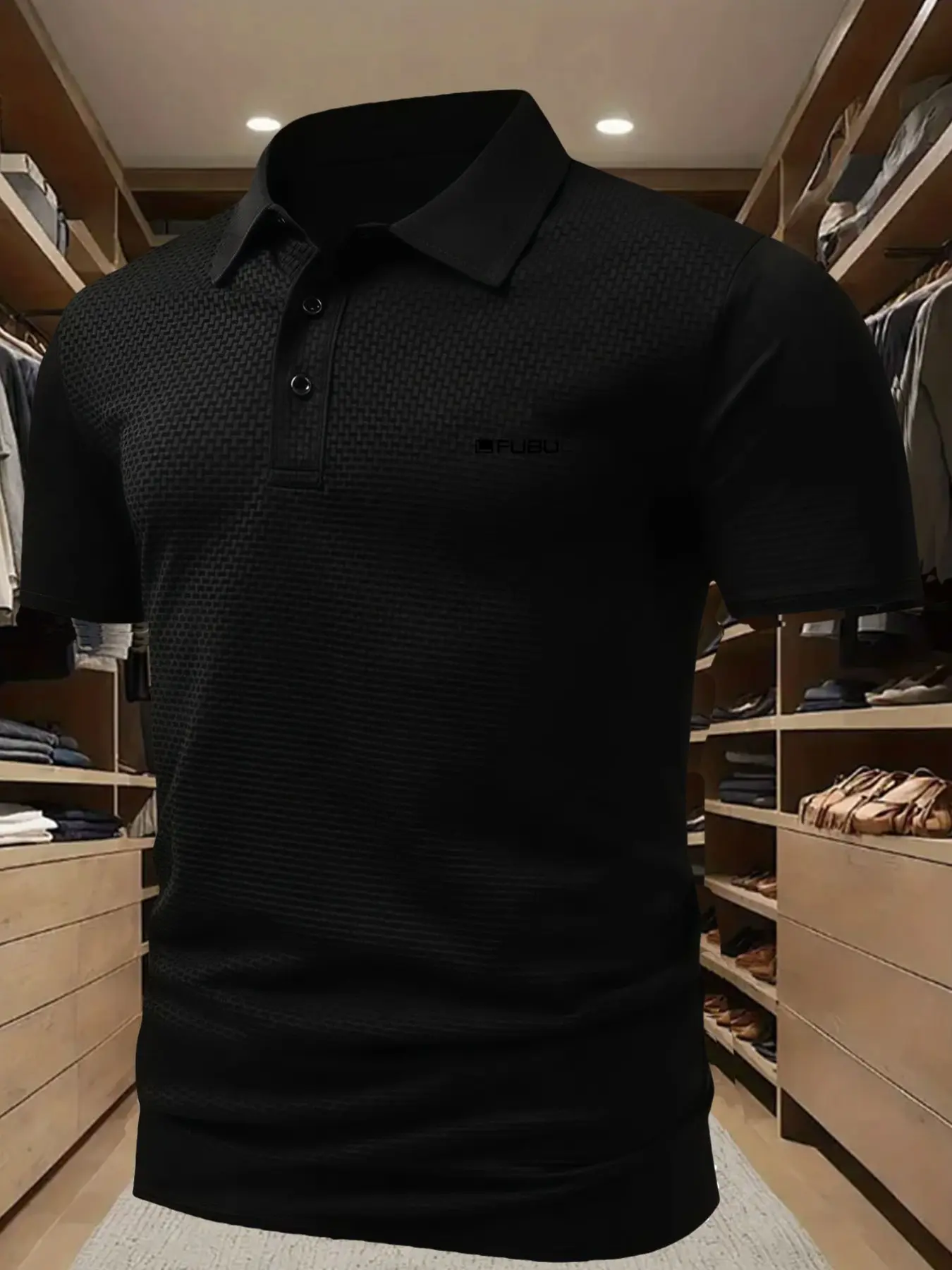 Square FUBU Golf Course Men's Polo Professional Quick Drying Elite Social Robe Men's Ice Sensation Quick Drying Polo Shirt Polyester Spandex Blended Summer Moisture wicking