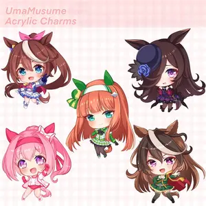 Uma Musume Keychain Acrylic Charms (SET A) - Tokai Teio, Symboli Rudolf, Rice Shower, Silence Suzuka, Haru Urara, Cute, Durable, And Perfect For Bags, Keys, Or Gifts. Great For Daily Use Or As Thoughtful Little Gifts For Your Friends And Yourself.