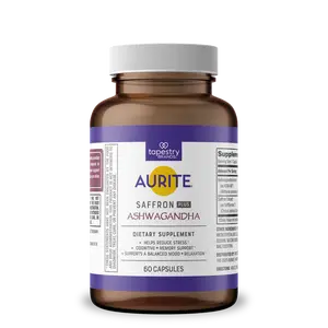 Aurite Saffron Plus Ashwagandha Health Dietary Supplement Capsules, Supports Brain Health, Promotes Stress Calm, No Artificial Flavor, Brain Health Supplement