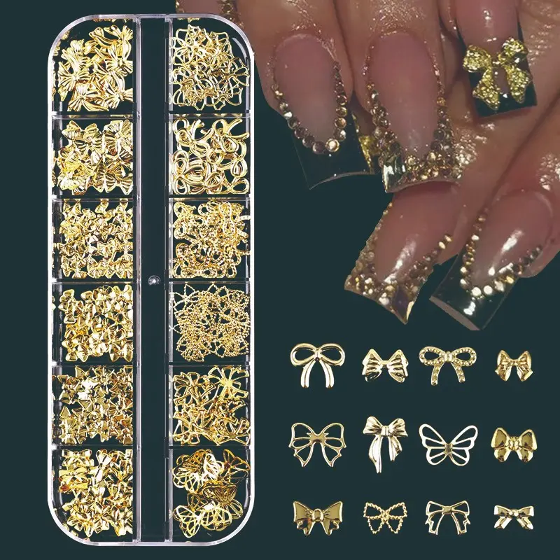 12-Piece Nail Art Set, 3D Y2K Nail Charms, Includes Butterflies and Bowknots, DIY Nail Decoration Kit, Nail Art Accessories