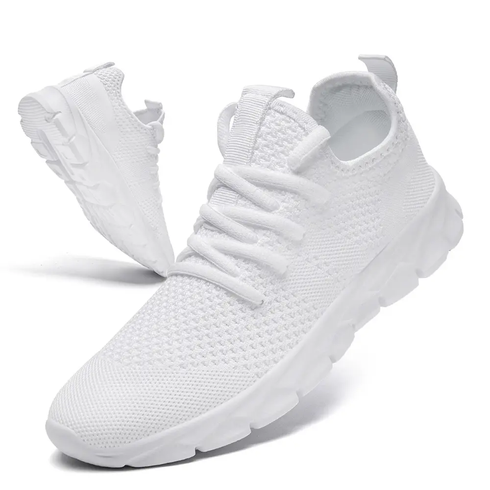 Men's Mesh Fabric Casual Sneakers - Breathable Woven, Flexible, Slip-Resistant, Lightweight Lace-Up Closed-Toe Athletic Walking Shoes with Rubber Sole for Walking, Workout, Breathable Woven Sneakers,shoes for back to school,back to school shoes