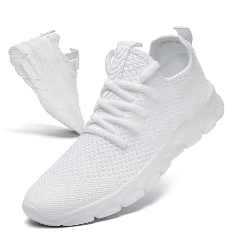 Men's & Women's Fashion Mesh Ankle Casual Trainers - Breathable Woven, Flexible, Nonslip, Quick-Drying, Lightweight Lace-Up Closed-Toe Fitness Shoes with Rubber Sole for Walking, Jogging, All Seasons