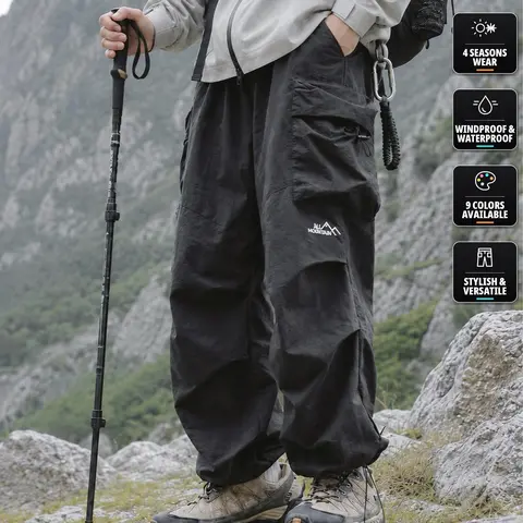 【CREATOR’S PICK】CAONAT Unisex Loose-Fit Hiking Pants - Lightweight Water-Resistant Quick-Dry Outdoor Pants, Elastic Waist with Pockets, Relaxed Fit for Easy Movement, Ideal for Hiking, Camping & Everyday Wear cargo pants,multi-pockets 22333