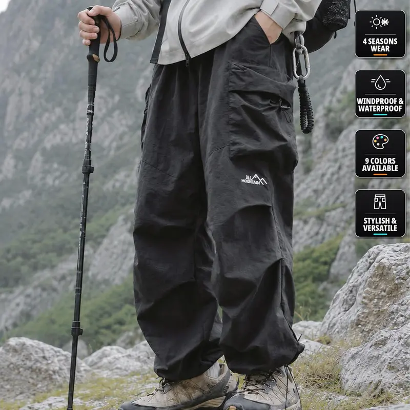【CREATOR’S PICK】CAONAT Unisex Loose-Fit Hiking Pants - Lightweight Water-Resistant Quick-Dry Outdoor Pants, Elastic Waist with Pockets, Relaxed Fit for Easy Movement, Ideal for Hiking, Camping & Everyday Wear cargo pants,multi-pockets 22333