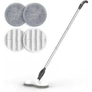 Cordless Electric Spin Mop for Floor Cleaning (No Water Tank) - As Seen On TV, USB-Rechargeable, 2000 mA, 5V 1A, 2.8lb Lightweight, Motorised for Hardwood, Tile, Laminate Floor Daily Light Cleaning