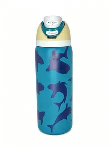 Owala 32oz FreeSip Insulated Stainless Steel Tumbler Water Bottle Flask - Shark Pattern, 24H Cold Retention, Leak-Proof Straw Lid, Drinkware for School, Outdoor Sports