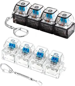 Glowing Keyboard Fidget Toy, Keyboard Fidget Keychain 4-in-1 Keyboard Decompression Button Finger Clicker Toys, Button Stress Relief Fidget Gifts to Relief Stress