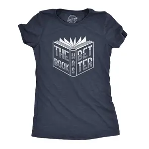 Womens The Book Was Better T Shirt Funny Reading Movie Tee Funny Womens T Shirts Cute Vintage Fashion Casual Ladies T-Shirt Gift Funny Movie Top Women's Novelty Tees Navy