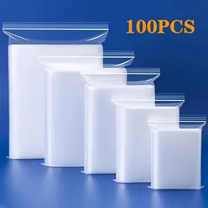 100 Large Transparent Self-Sealing Plastic Bags - Transparent Reusable Zipper Bags for Home Office, Jewelry Packaging, Storage and Transport, Various Sizes (Small, Medium, Large), Thickened Waterproof Storage Bags