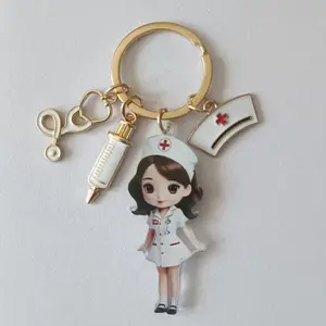 3PCS Kawaii Nurse Acrylic Keychain Set, Stethoscope Syringe Cute Charms, Perfect Graduation & Appreciation Gift for Nurses