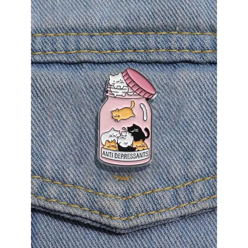 Unisex Cute Cat Design Enamel Lapel Pin - Metal-Coated Pins, DIY Fashion Accessory for Backpacks, Jeans, Lapel Pins
