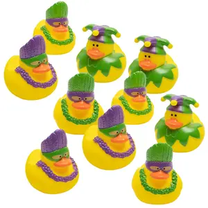 Bulk Set of Mardi Gras-Themed Rubber Ducks - 120 Pc. for Fun and Festive Prizes