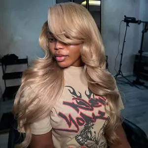 Milk Tea Ash Blonde Lace Front Wig Human Hair Wig Upgrade 200% Density Ash Blonde Body Wave Wig Human Hair 13x4 HD Pre Plucked Human Hair Wig Any Occasion for Women