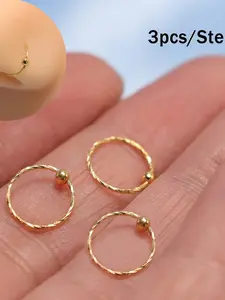 3pcs Minimalist 20g Helix 316 Stainless Steel Septum Rings, Cartilage Ball Ear Cuffs, Spiral Tragus Studs, Unisex Daily Wear Piercing Jewelry