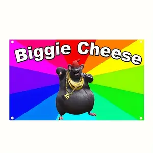 Biggie Cheese 3x5ft Polyester Flag Retro Style Animals Figure Design for Indoor Home University Dorm Bedroom Living Room Decor Without Electricity