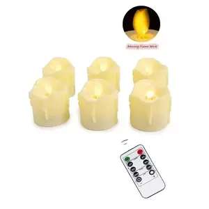 1/2 pcs Remote control LED Electric Candles Battery Operated Flameless Candles Flickering White Light Moving Flame Desk Decor