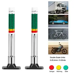 2 Count/Set Professional Car Tire Inspection Tool - Universal Smart Color Coded Tire Tread Depth Gauge Measurement Tool, Tire Wear Testing Meter in 32nds & Easy-to-Read in MM, Car Tire Repair & Fitting Tools for Automotive Tire Thickness Measurement