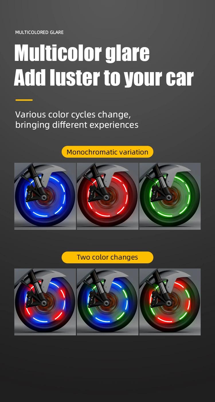 LED wheels light motocycle ，motorcycle tire lights night safety lightscar model usb charging auto wheel tire valve cap luminous cycling hub light car accessori