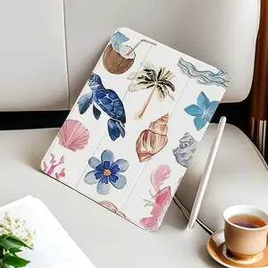 Underwater World Case for iPad with Adjustable Stand & Pen Slot, Foldable Anti-Slip TPU Cover for iPad Air/Pro/10th Gen, 11" x 8.3" x 0.9", Tropical Sea Creature Design, Compatible with Multiple iPad Models, Ocean Theme Case for iPad