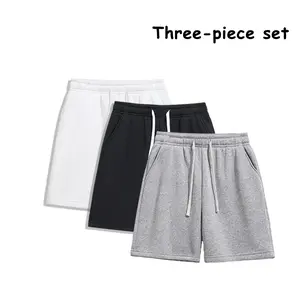 Men’s Summer Streetwear Solid Color Casual Loose Straight-Leg Minimalist 3-Pack Shorts