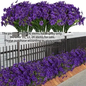 10/12/24 Bundles UV Resistant Outdoor Artificial Orchids, Plastic Faux Flowers for Garden Porch Window Box, Non-Fading Decorative Fake Greenery for Various Occasions, Plants
