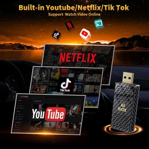 FIFA World Cup 2026】Yurnlv Mini AI Box - Streaming Netflix/Youtube/Tiktok to your car! 4 in 1 Wireless CarPlay and Android Auto Adapter suitable for Factory wired CarPlay Cars